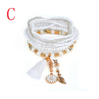 Fashion 1 Set Stretch Acrylic Beaded Bohemian Lady Bracelet Bangle A
