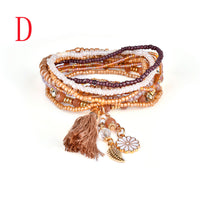 Fashion 1 Set Stretch Acrylic Beaded Bohemian Lady Bracelet Bangle A