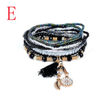 Fashion 1 Set Stretch Acrylic Beaded Bohemian Lady Bracelet Bangle A