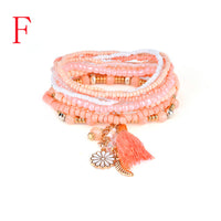 Fashion 1 Set Stretch Acrylic Beaded Bohemian Lady Bracelet Bangle A