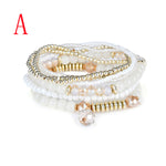 Fashion 1 Set Stretch Acrylic Beaded Bohemian Lady Bracelet Bangle A