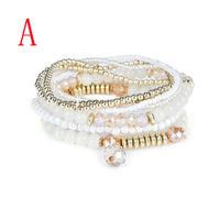 Fashion 1 Set Stretch Acrylic Beaded Bohemian Lady Bracelet Bangle A