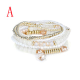 Fashion 1 Set Stretch Acrylic Beaded Bohemian Lady Bracelet Bangle A