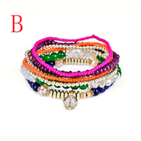 Fashion 1 Set Stretch Acrylic Beaded Bohemian Lady Bracelet Bangle A