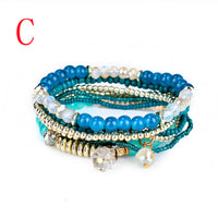 Fashion 1 Set Stretch Acrylic Beaded Bohemian Lady Bracelet Bangle A