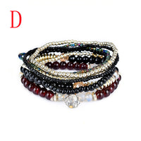 Fashion 1 Set Stretch Acrylic Beaded Bohemian Lady Bracelet Bangle A