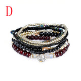 Fashion 1 Set Stretch Acrylic Beaded Bohemian Lady Bracelet Bangle A