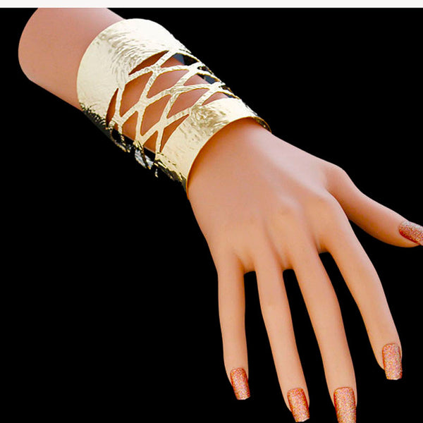 Fashion Womens Vintage Gold Plated Bangle Punk Cuff Bracelet Jewelry