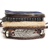 New Men's Braided Leather Stainless Steel Cuff Bangle Bracelet Wristband Fashion