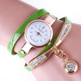 Women Leather Rhinestone Analog Quartz Wrist Watches
