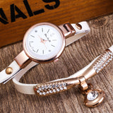 Women Leather Rhinestone Analog Quartz Wrist Watches