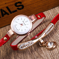 Women Leather Rhinestone Analog Quartz Wrist Watches