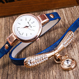 Women Leather Rhinestone Analog Quartz Wrist Watches