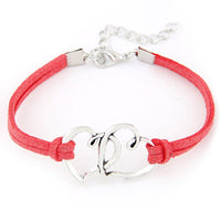 Women Love Heart Handmade Alloy Rope Charm Jewelry Weave Bracelet Gift GN