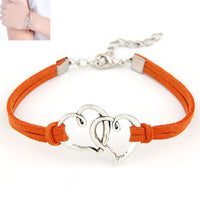 Women Love Heart Handmade Alloy Rope Charm Jewelry Weave Bracelet Gift GN