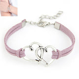 Women Love Heart Handmade Alloy Rope Charm Jewelry Weave Bracelet Gift GN