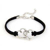 Women Love Heart Handmade Alloy Rope Charm Jewelry Weave Bracelet Gift GN