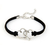 Women Love Heart Handmade Alloy Rope Charm Jewelry Weave Bracelet Gift GN