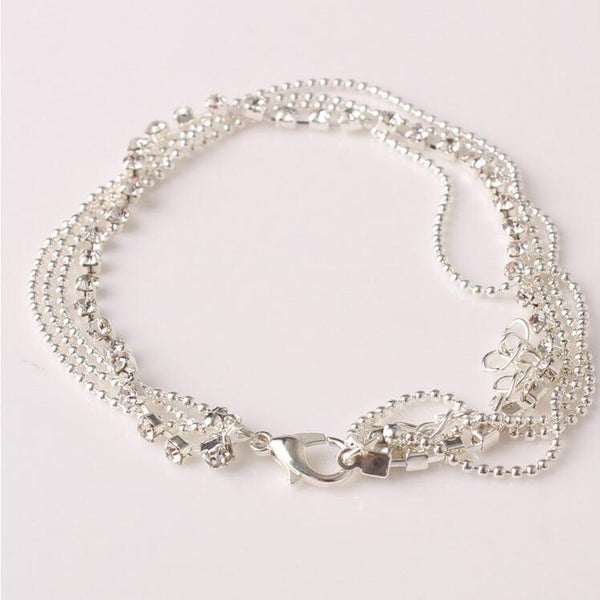 Multi Layer Silver Crystal Ball Bracelet Anklet Ankle Foot Chain Women Jewelry