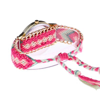 Women Map Knitted Weaved Rope Band Bracelet Quartz Dial Wrist Watch