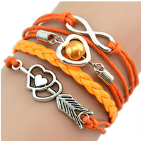 Infinity Love Heart Pearl Friendship Antique Leather Charm Bracelet BU