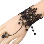 Vintage Lace Wristband Bracelet Finger Ring Butterfly Spider Tassels