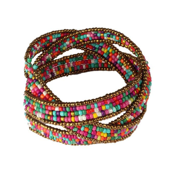 New Fashion Lady Bohemian Beaded Bangle Bracelet Multilayer Jewelry  CL