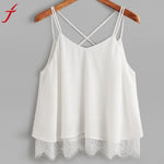 Woman Summer Tops 2017 Chiffon White Camis Lace Vest Top Sleeveless Casual ladies crop tops Tank T-Shirt short feminino
