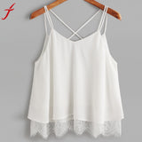 Woman Summer Tops 2017 Chiffon White Camis Lace Vest Top Sleeveless Casual ladies crop tops Tank T-Shirt short feminino