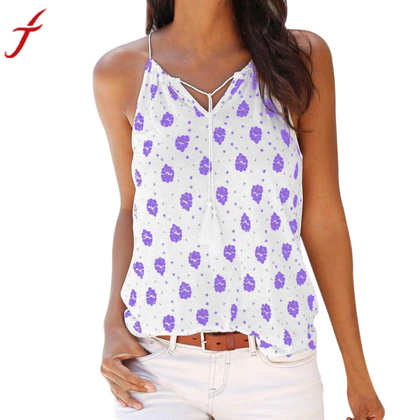 2017 Women Summer Fashion Crop Top Print Sleeveless V-Neck Vest Shirt Tank Tops Female Sexy Vest White T Shirt