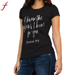 Sexy Black T-Shirt Womens I KNOW THE LetterS Printing Short Sleeve Tops Summer Slim tee shirt femme