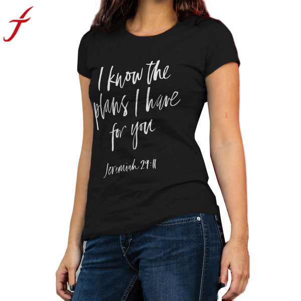 Sexy Black T-Shirt Womens I KNOW THE LetterS Printing Short Sleeve Tops Summer Slim tee shirt femme