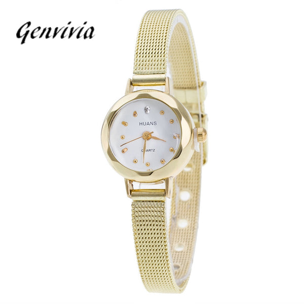 High Quality GENVIVIA 2017 Women Ladies Stainless Steel Mesh Band Waterproof Wrist Watch