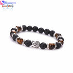 SUSENSTONE Wholesale Black Volcanic Lava Stone Tiger Eye Beaded bracelet For Men Women Fashion personality Jewelry