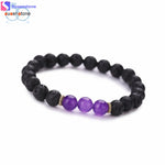 SUSENSTONE Wholesale Black Volcanic Lava Stone Beaded bracelet For Women Men Fashion personality Jewelry