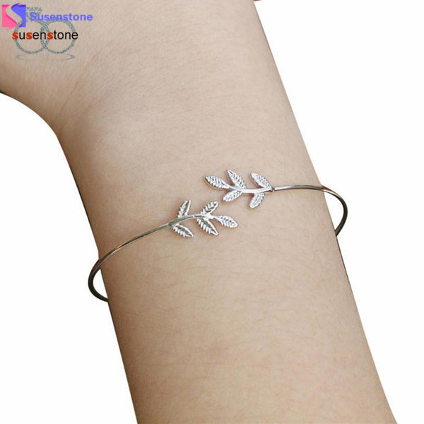 SUSENSTONE Fashion Leaves Women's Bracelet Jewelry