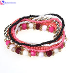 2016 new 7PCS/Set Women Multilayer Acrylic Beads Bangle Bracelets Beach