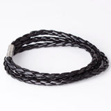 New Fashion Women Men Black Leather Interlaced Cuff Bangle Wristband Bracelet