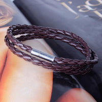 New Fashion Women Men Black Leather Interlaced Cuff Bangle Wristband Bracelet