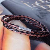 New Fashion Women Men Black Leather Interlaced Cuff Bangle Wristband Bracelet