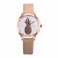 PAPHITAK Womens Pineapple Faux Leather Analog Quartz Watch
