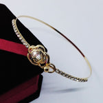 Elegant Women's Crystal Rose Flower Bangle Cuff Bracelet Jewelry Gold
