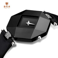 HOLUNS Brand Luxury Leather Watches Women Creative Ceramic Diamond Dial Fashion Casual Genuine Elegant Ladies Quartz Wrist Watch