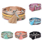 Fashion Women Multilayer Handmade Wristband Leather Bracelet Bangle
