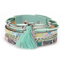 Fashion Women Multilayer Handmade Wristband Leather Bracelet Bangle