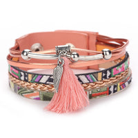 Fashion Women Multilayer Handmade Wristband Leather Bracelet Bangle