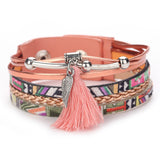 Fashion Women Multilayer Handmade Wristband Leather Bracelet Bangle