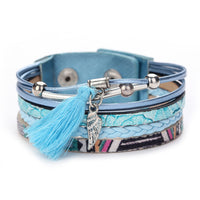 Fashion Women Multilayer Handmade Wristband Leather Bracelet Bangle