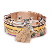 Fashion Women Multilayer Handmade Wristband Leather Bracelet Bangle