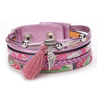 Fashion Women Multilayer Handmade Wristband Leather Bracelet Bangle